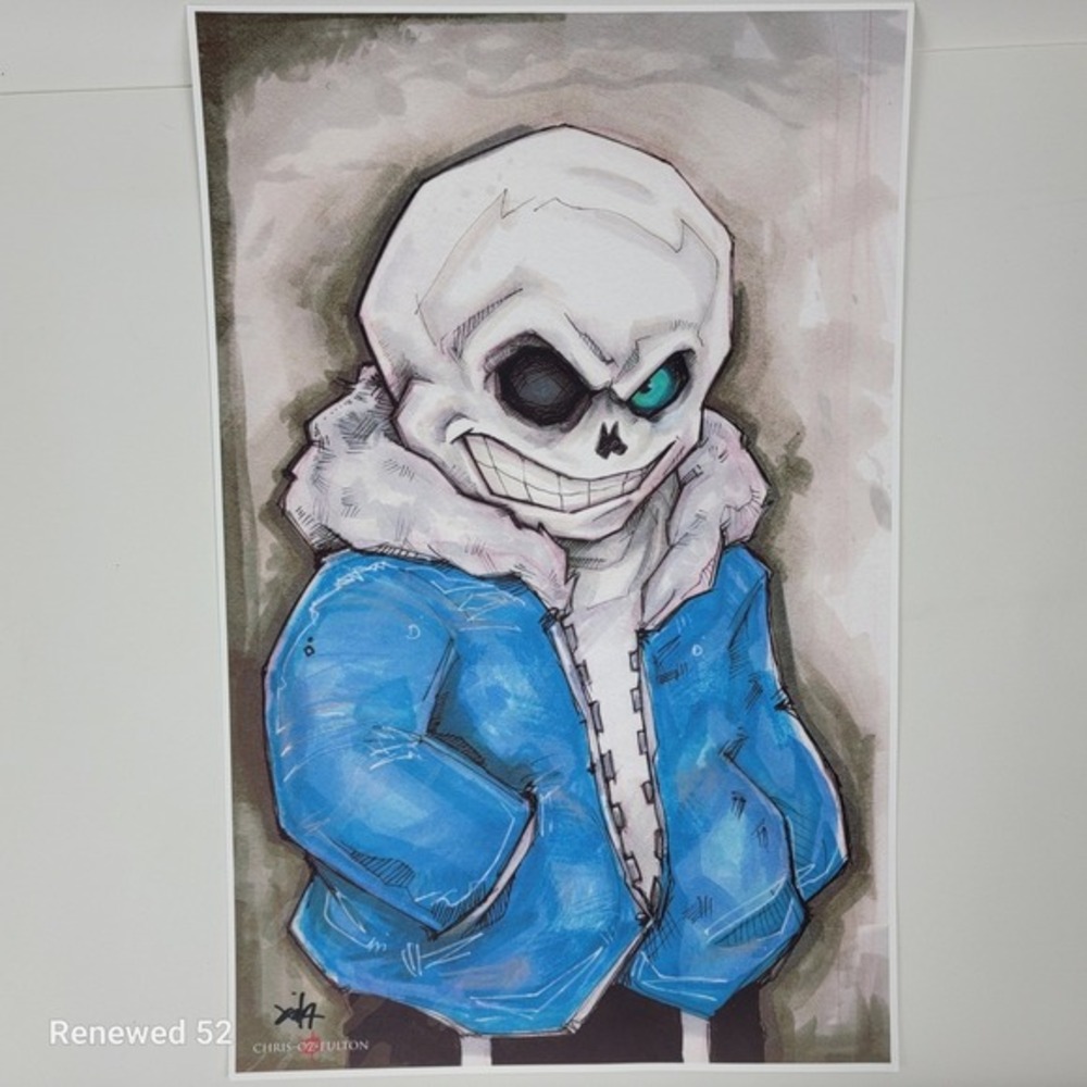 Undertale Sans Art Print Chris Oz Fulton Signed Skull Gaming Poster Comic Con